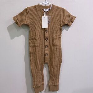Jamie Kay Caramel Waffle Knit Kids Footie